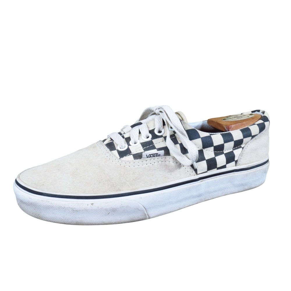 Vans Era Checkerboard‎ Mens 8 Womens 9.5 Skate Shoes Cream Black Suede Canvas